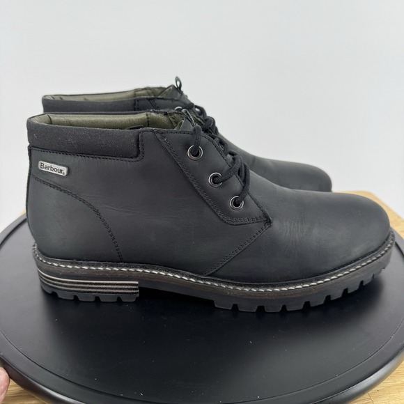 Barbour Boulder Chukka  Black  Leather Boots Size UK 7 EUR‎  41 -US 8 Tried On - Picture 4 of 10